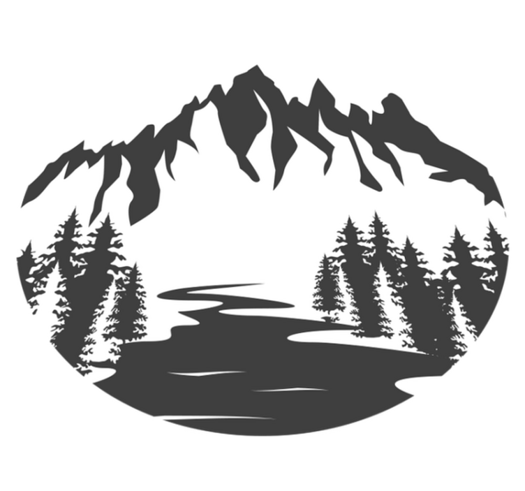 Vinyl teppich natur berglandschaft silhouette - TenStickers