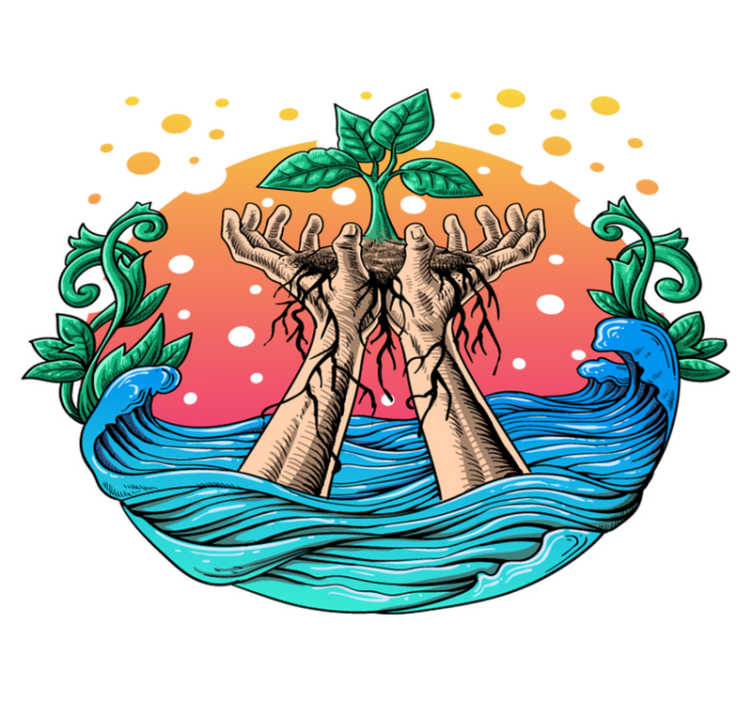 Vinyl teppich natur hände wachsen mit der natur - TenStickers