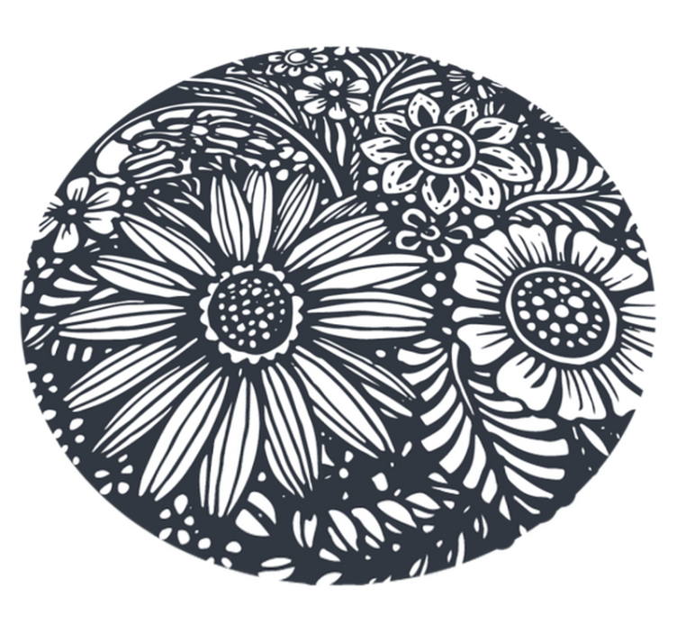 Vinyl teppich natur mit floralem muster kreis - TenStickers