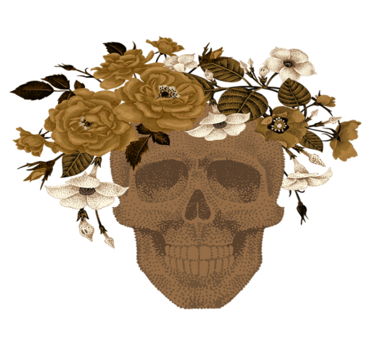 Vinyl teppich natur mit totenkopf blumenarrangement - TenStickers