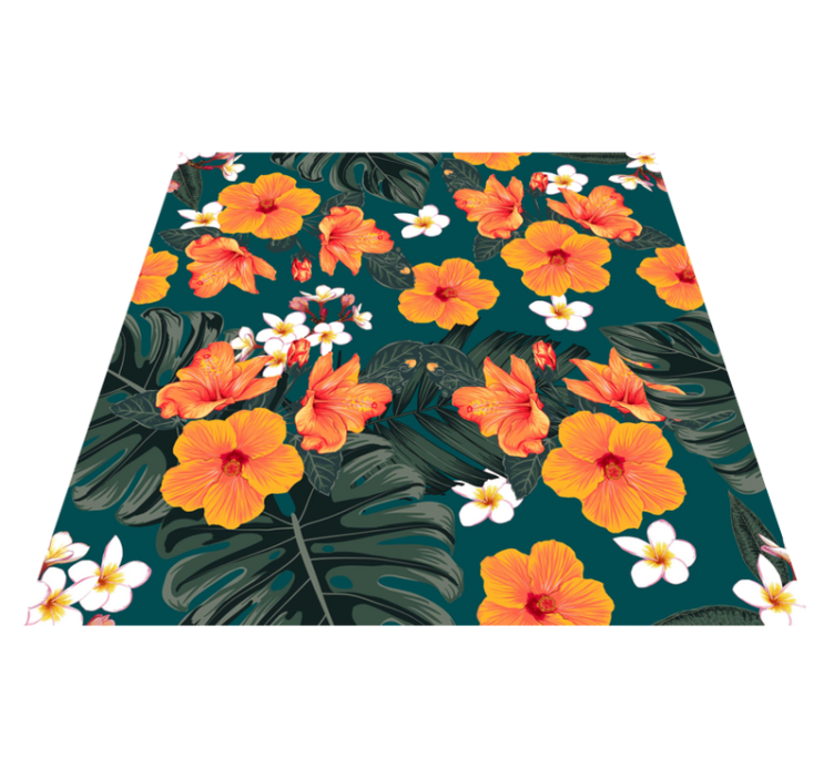 Vinyl teppich natur exotische blumen komposition - TenStickers