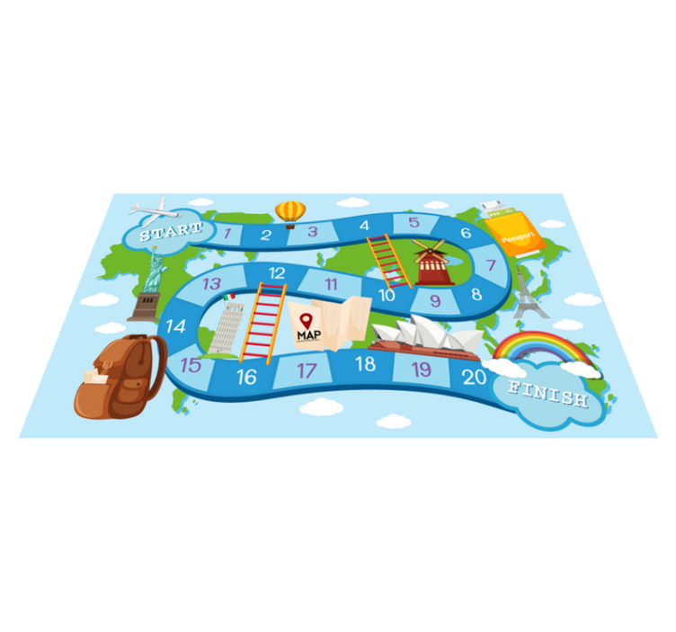 Vinyl teppich spiele rund um die welt - TenStickers