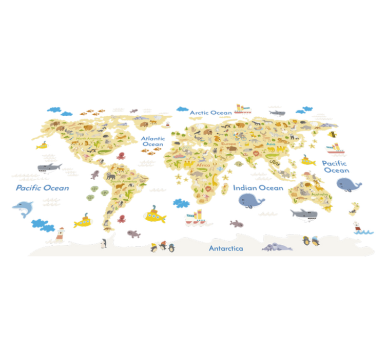 Vinyl teppich weltkarte tierwelt en - TenStickers