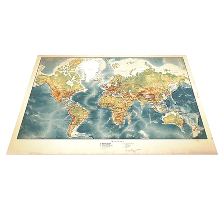 Vinyl teppich weltkarte vintage weltkarte - TenStickers
