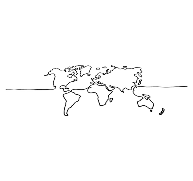 Vinyl teppich weltkarte als linienkunst welt - TenStickers