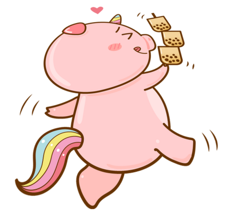 Vinyl teppich kinderzimmer mit cartoon schwein einhorn - TenStickers