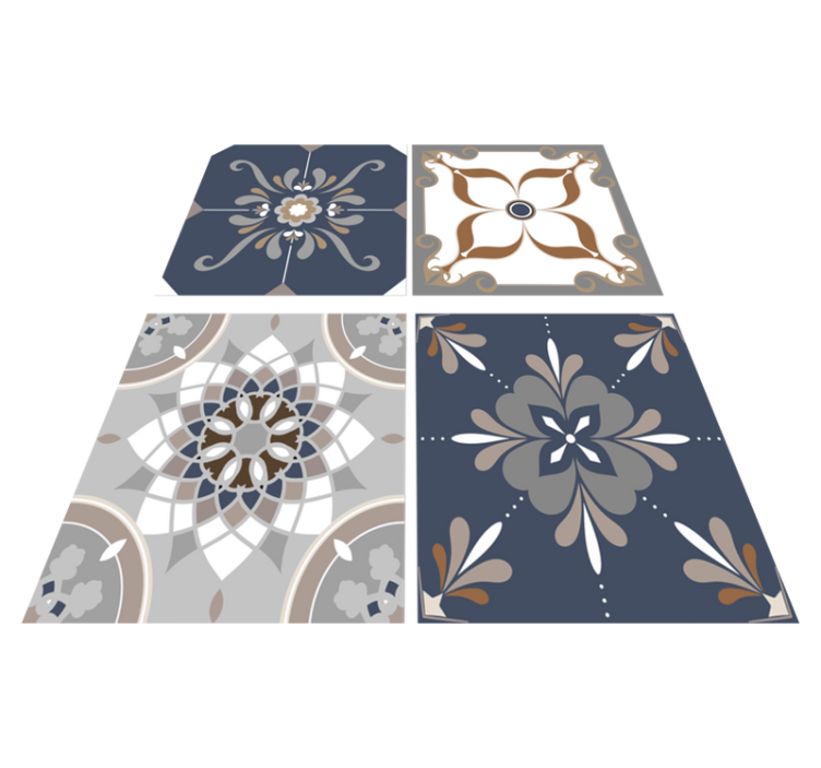 Vinyl teppich badezimmer klassische blumen - TenStickers