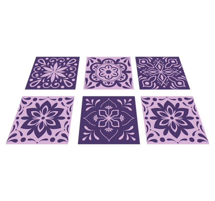 Vinyl teppich badezimmer lila blumenfliesen - TenStickers