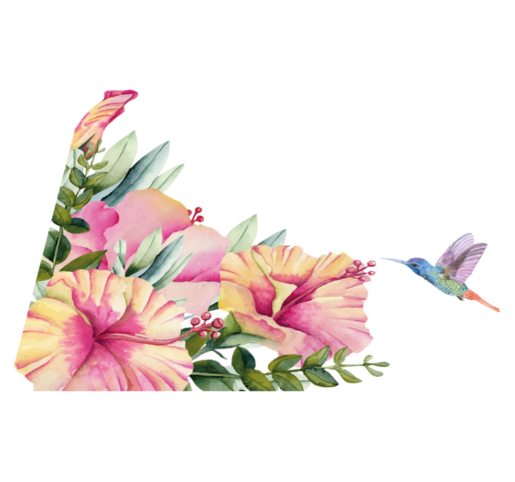 Vinyl teppich badezimmer mit blumen und kolibri - TenStickers