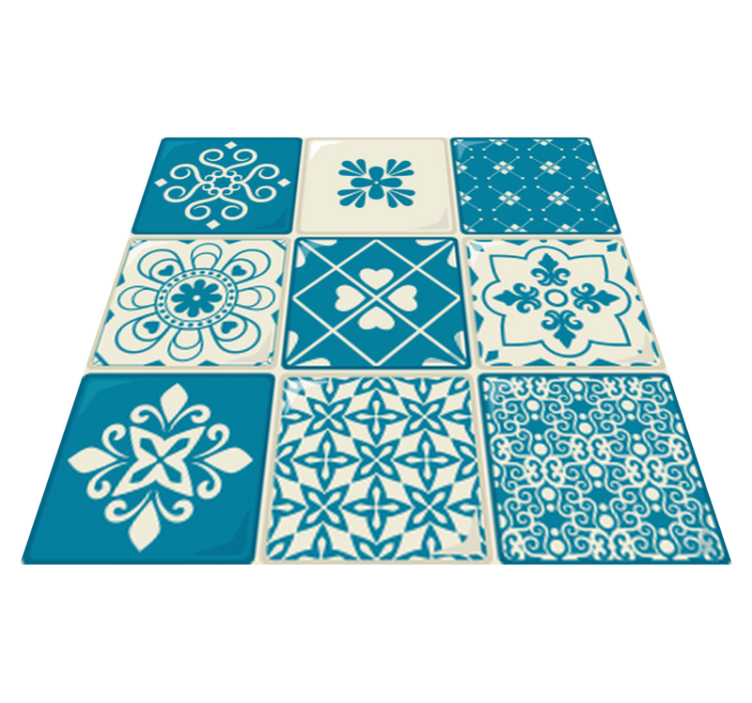 Vinyl teppich badezimmer grau-blaues muster - TenStickers