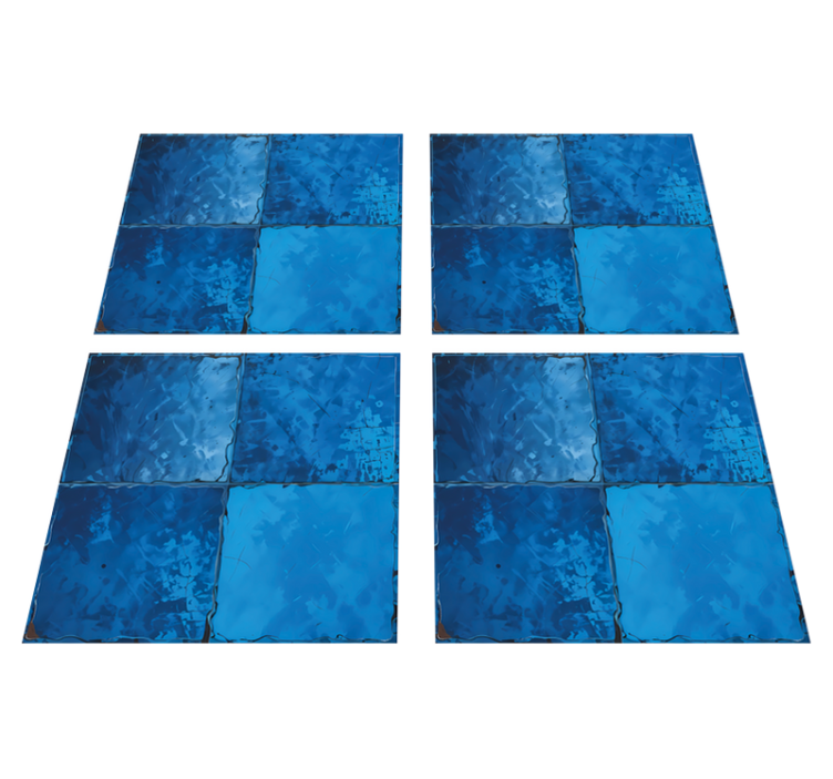 Vinyl teppich badezimmer mit marineblauem quadratmotiv - TenStickers