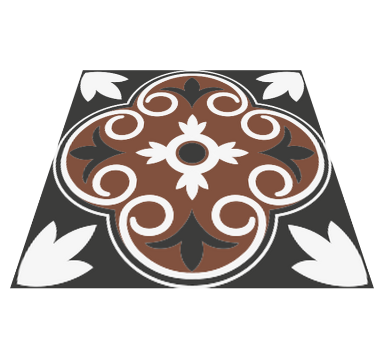 Vinyl teppich badezimmer in grau und braun vintage muster - TenStickers