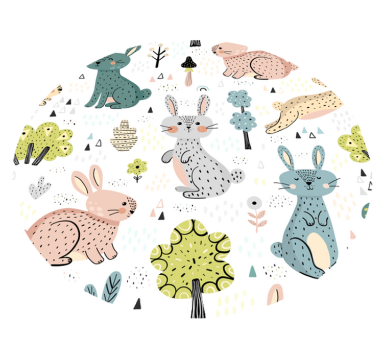Vinyl Teppich Baby kreisförmiges Hasenmuster - TenStickers