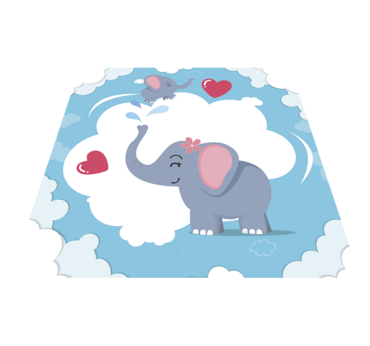 Vinyl Teppich Baby süßer Elefant in Wolken - TenStickers