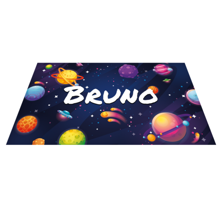 Universum und planeten vinyl teppich mit namen - TenStickers