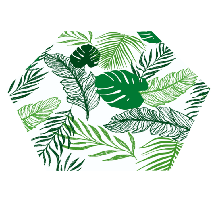 Vinyl Teppich Blumen tropisches laubsechseck - TenStickers