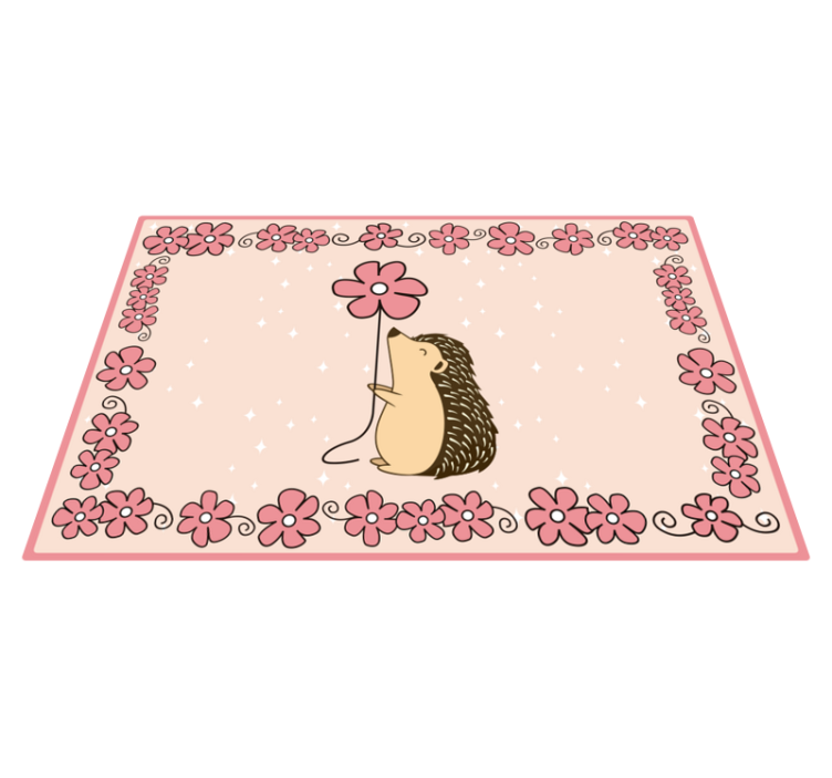 Vinyl Teppich Baby igel blumen - TenStickers
