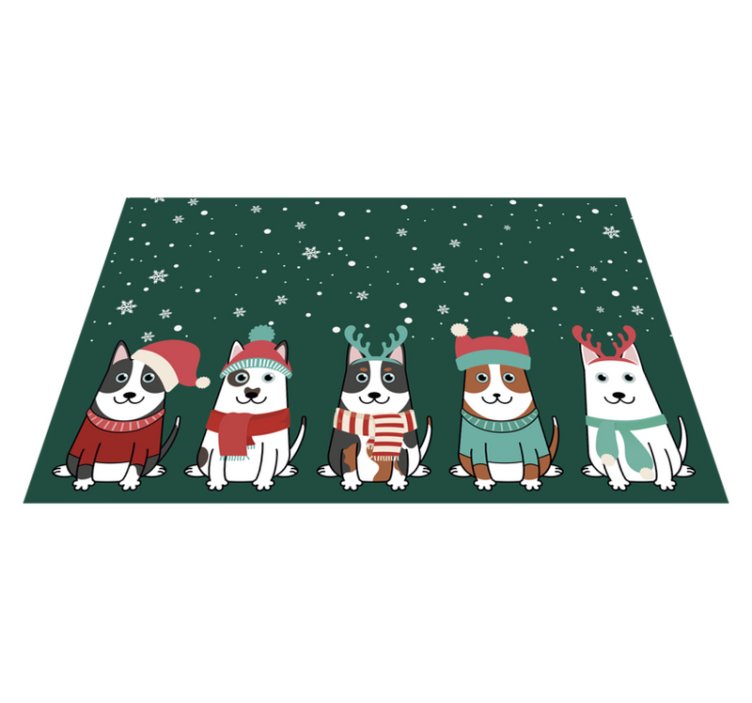 Vinyl Teppich Weihnachten festliches hundeensemble - TenStickers