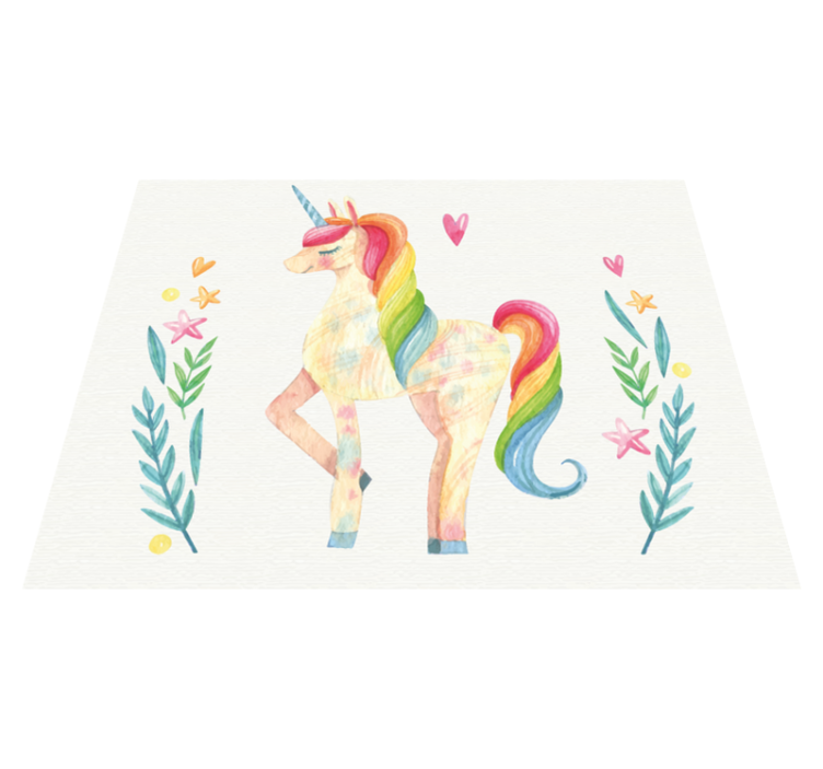 Vinyl Teppich Kinder pastell einhorn - TenStickers
