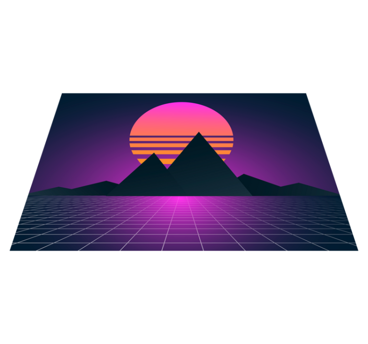 Vinyl Teppich Vintage retro sonnenuntergang geometrie - TenStickers