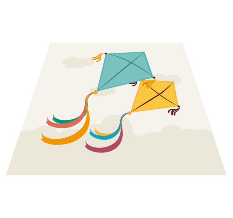 Vinyl Teppich Kinder abbildung: drachen steigen lassen - TenStickers