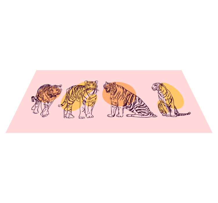 Vinyl Teppich Tiere gerahmte tigerillustration - TenStickers