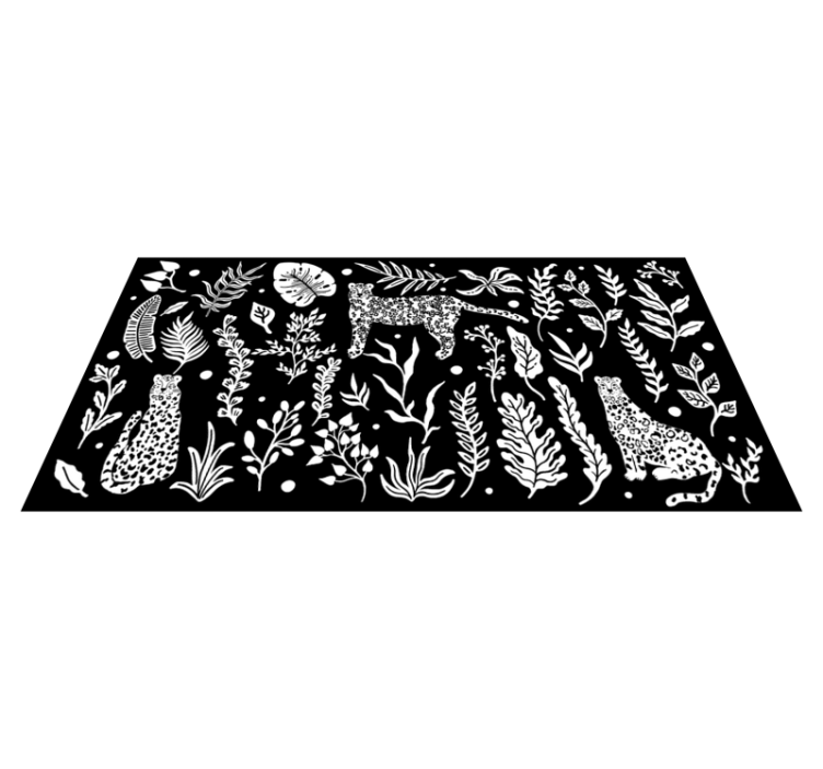 Vinyl Teppich Natur monstera und leoparden - TenStickers