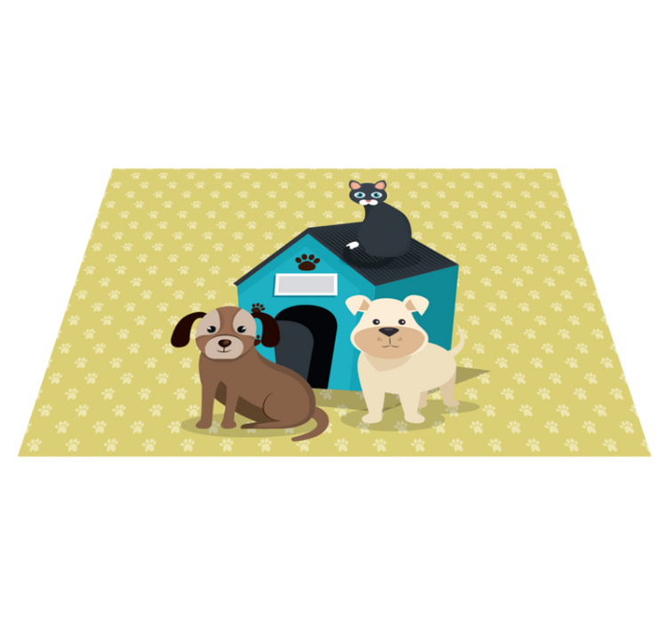 Vinyl Teppich Tiere hunde zu hause - TenStickers