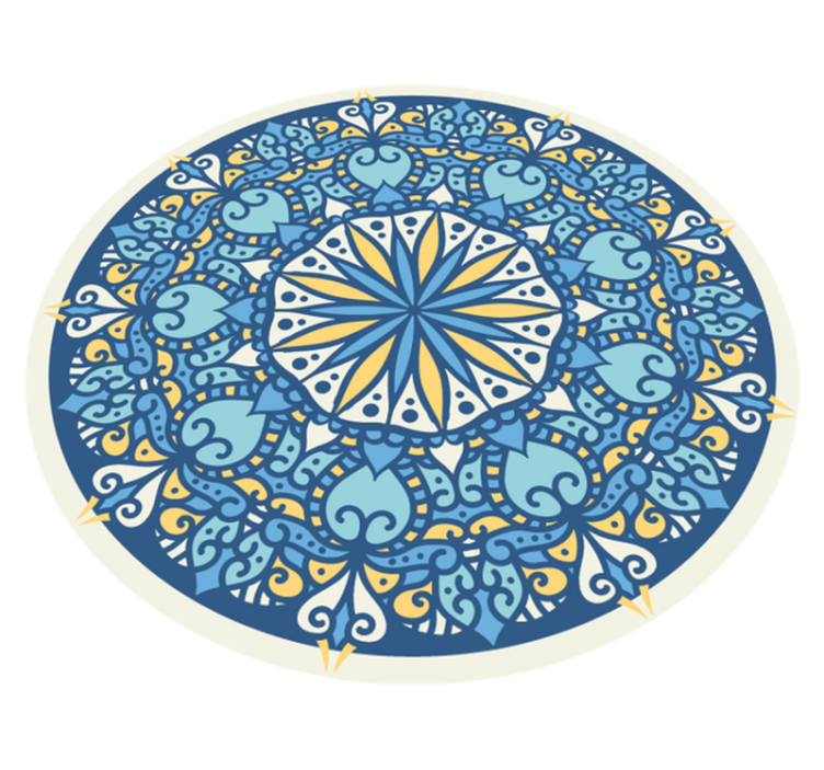 Vinyl Teppich Mandala kompliziertes blaues motiv - TenStickers