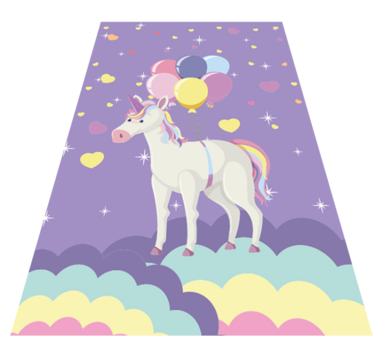 Vinyl Teppich Kinderzimmer lila einhorn-ballons - TenStickers