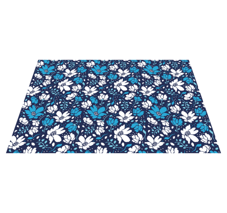 Vinyl Teppich Blumen marineblaues blumenmotiv - TenStickers