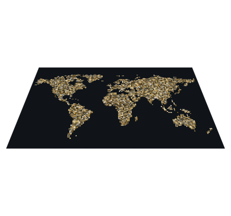 Vinyl teppich weltkarte goldene weltkarte - TenStickers