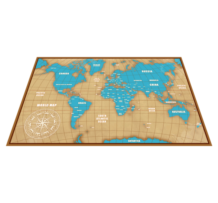 Vinyl Teppich Weltkarte blaues design mit ländern - TenStickers