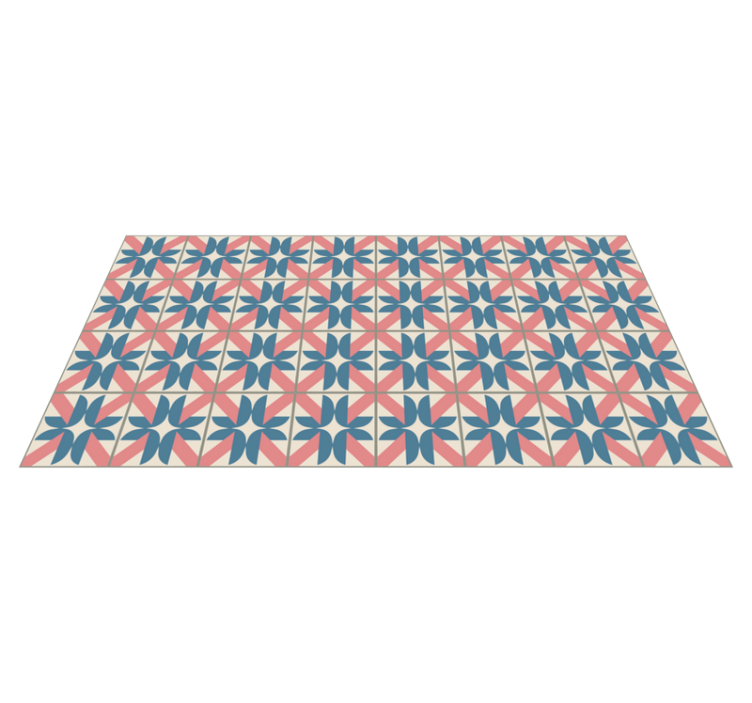 Vinyl Teppich Fliesenoptik rosa blaues geometrisches muster - TenStickers