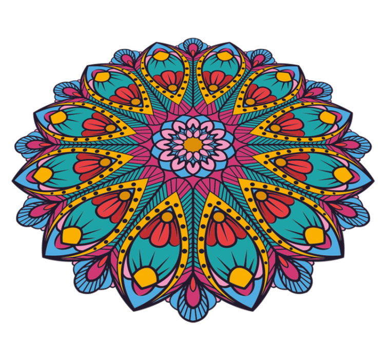 Vinyl Teppich Mandala bunte blumenillustration - TenStickers