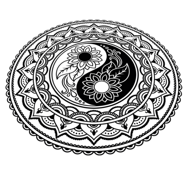 Vinyl Teppich Mandala yin-yang-sonnenblumen - TenStickers