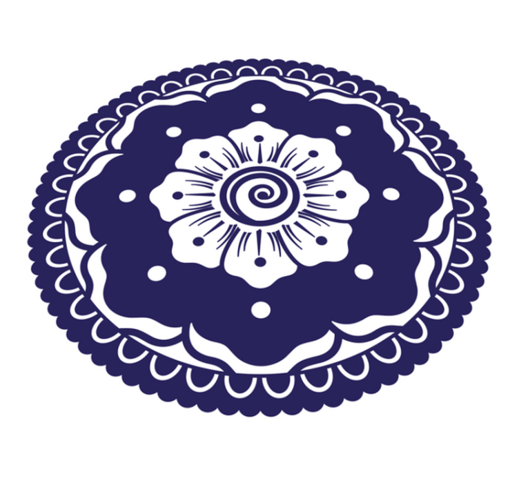 Vinyl Teppich Mandala marineblaues blumenarrangement - TenStickers