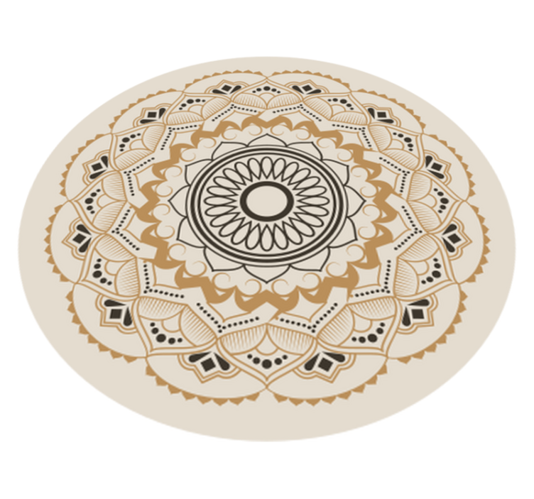 Vinyl Teppich Mandala rundes beiges Mandaladesign - TenStickers