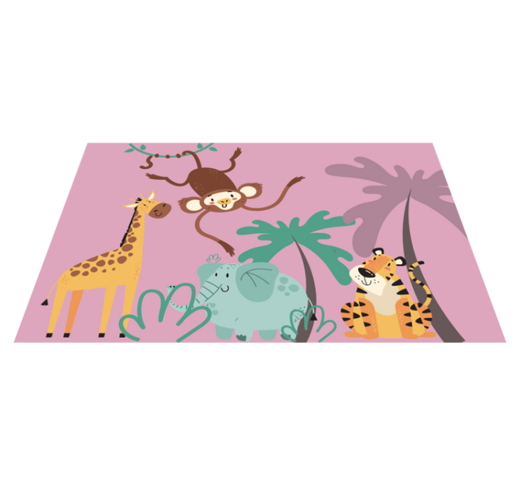 Vinyl Teppich Tiere bunte Cartoon Safari Tiere - TenStickers