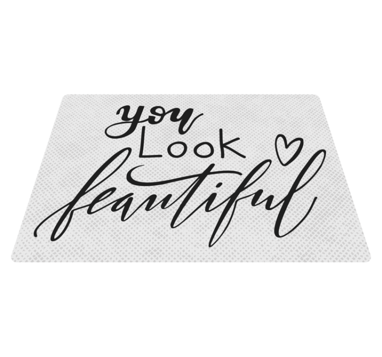Vinyl teppich Badezimmer Text You look beautiful - TenStickers