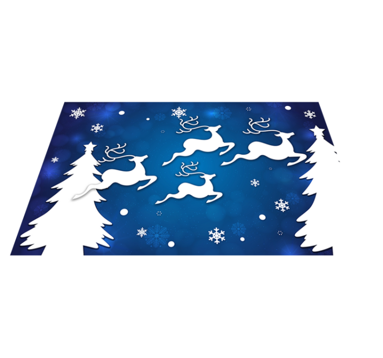 Blauem Vinyl Teppich Weihnachten Rehe fliegen - TenStickers