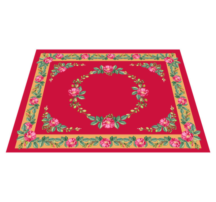 Vinyl Teppich rot Vintage-Blumenmuster - TenStickers