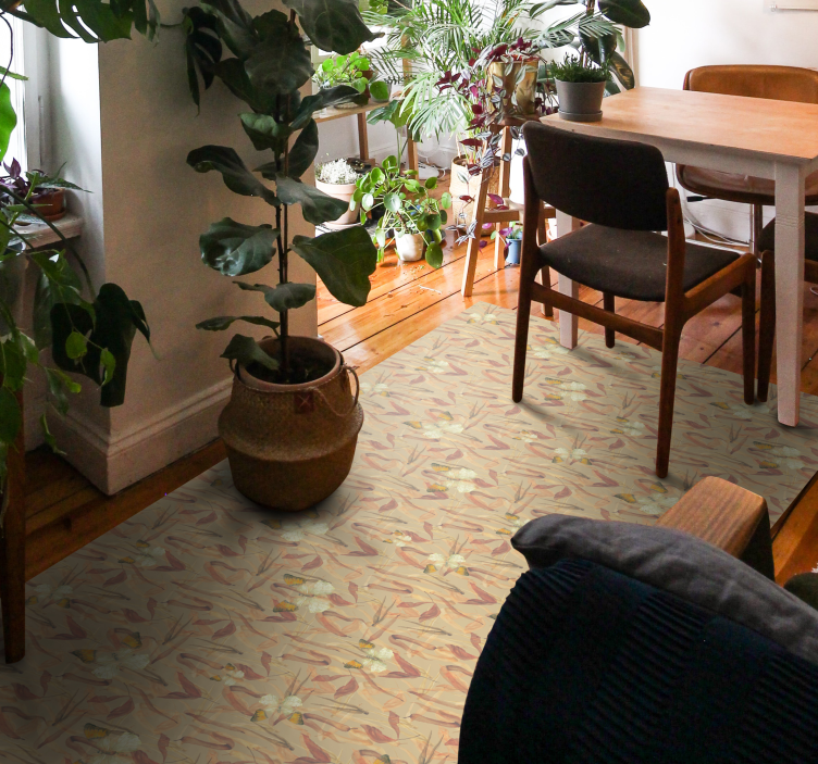 Vinyl Teppich Wohnzimmer ensemble mit blumenmuster - TenStickers