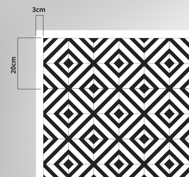 Vinyl teppich geometrisch in schwarz und weiß diamanten - TenStickers