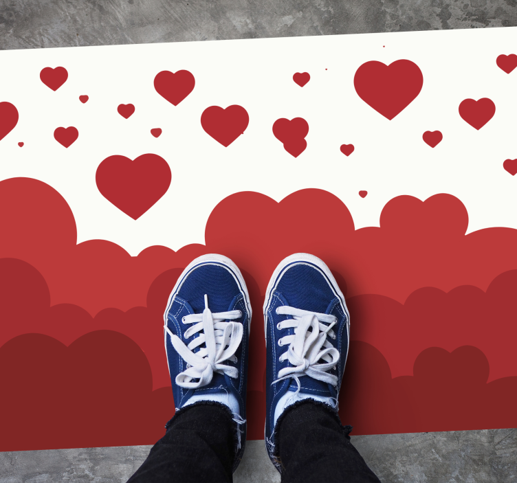 Vinyl Teppich rotes Herz Wolken Muster - TenStickers