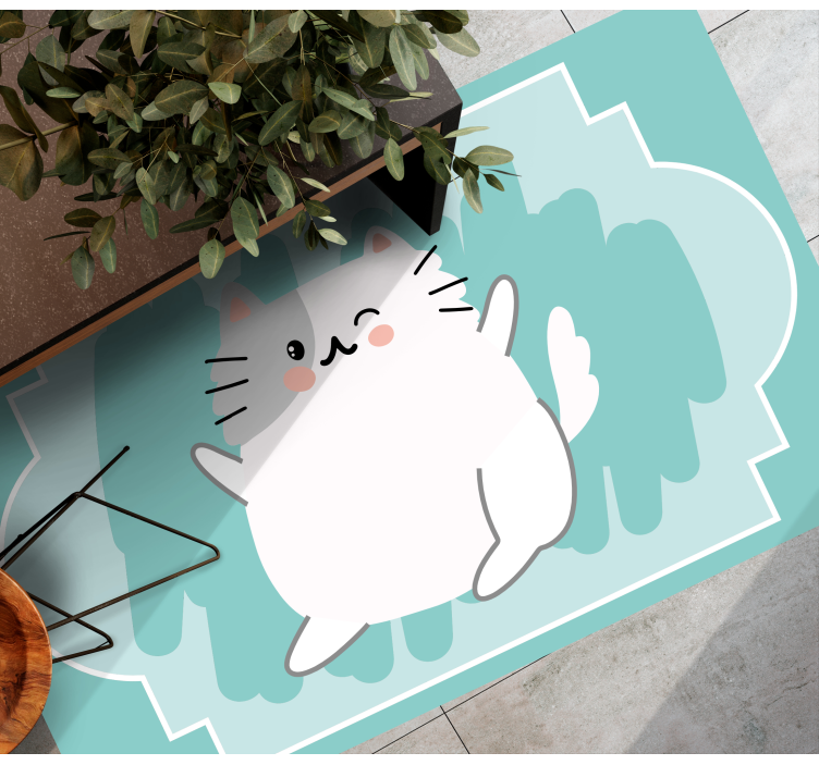 Vinyl Teppich Baby süße katzenillustration - TenStickers
