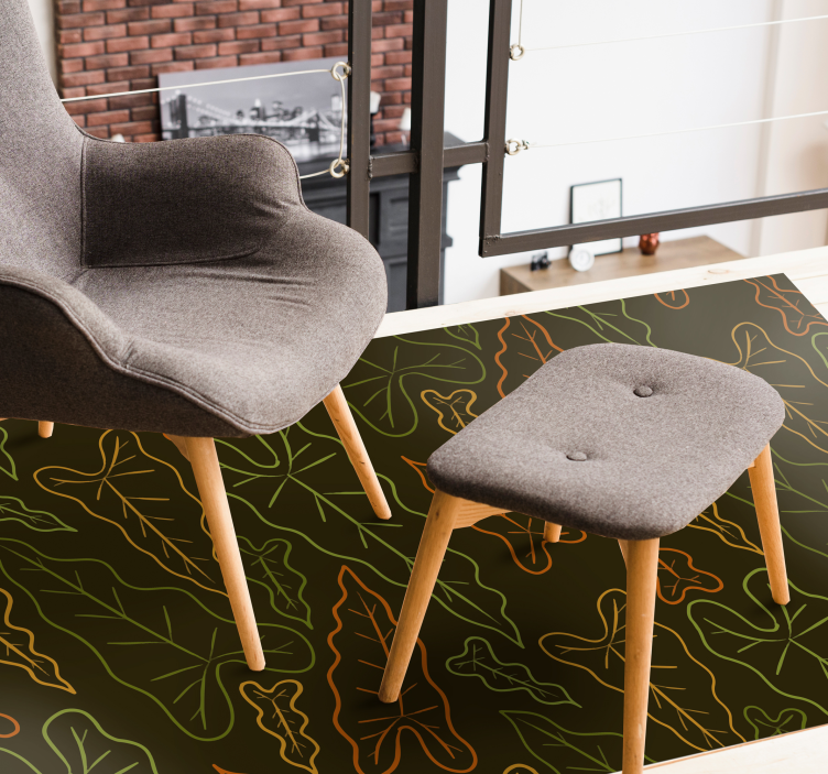 Vinyl Teppich Blumen blattkonturen - TenStickers