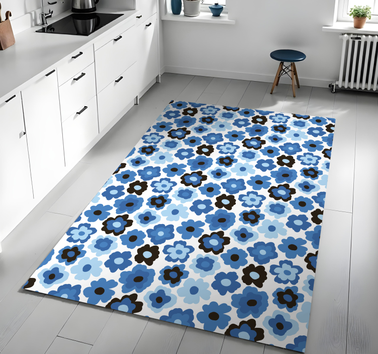 Vinyl Teppich Blumen blauer mohn - TenStickers