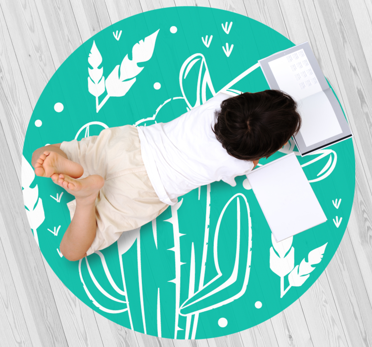 Vinyl Teppich Blumen botanisches kaktusthema - TenStickers