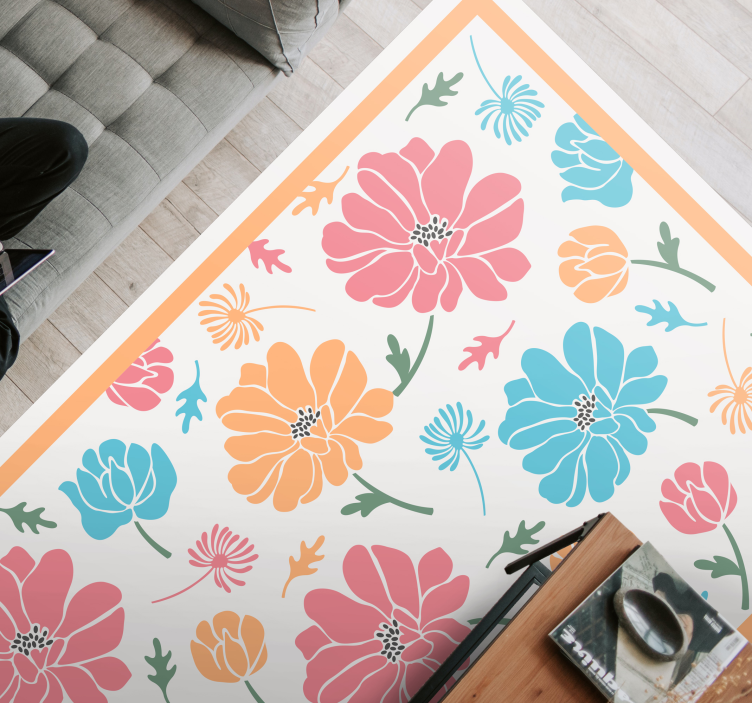 Vinyl Teppich Blumen buntes blumenmuster - TenStickers